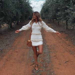 Spell and the gypsy Suki mini party dress luxe lace ruffle embroidered